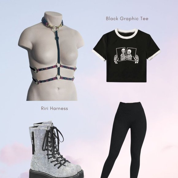 RIRI Adjustable Collared Body Harness with Spikes - Picture 13 of 13